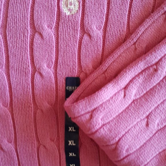 Vintage Chaps Pink Rose Cable Knit Sweater - Picture 3 of 4